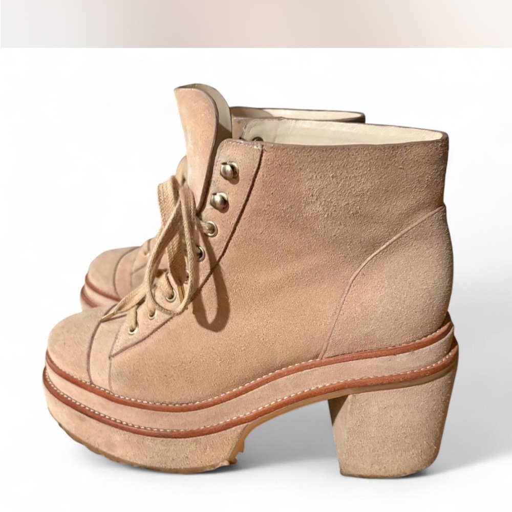 Cult Gaia Bratz Cream Lace-Up Ankle Boots